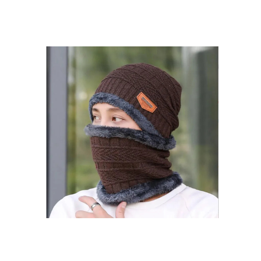 Woolen cap with neck set